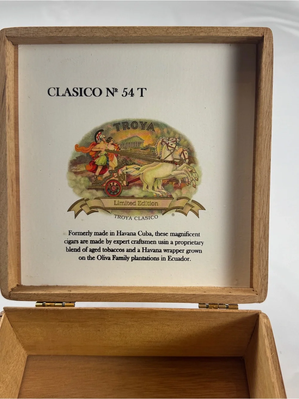 ✨ Rare Limited Ed Troya Clásico May 2009 Empty Wooden Cigar Box 🪵 ✨